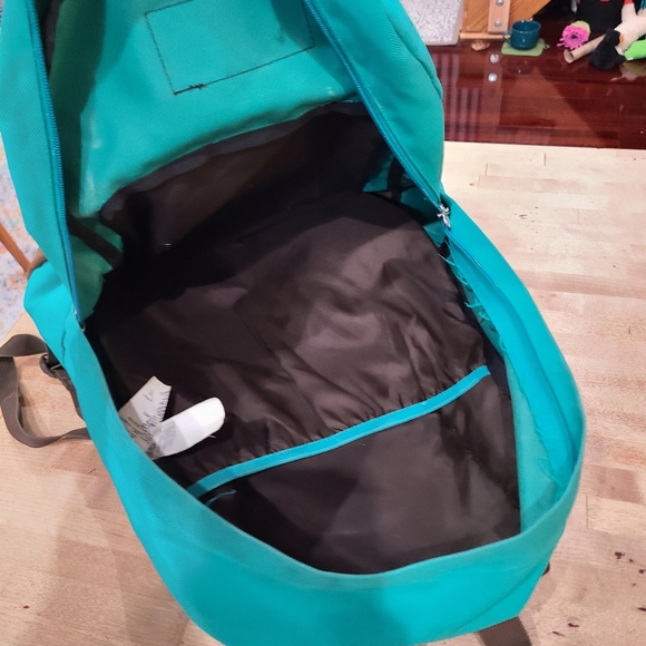 Old School JanSport Teal and Brown Leather Backpack - Picture 6 of 16